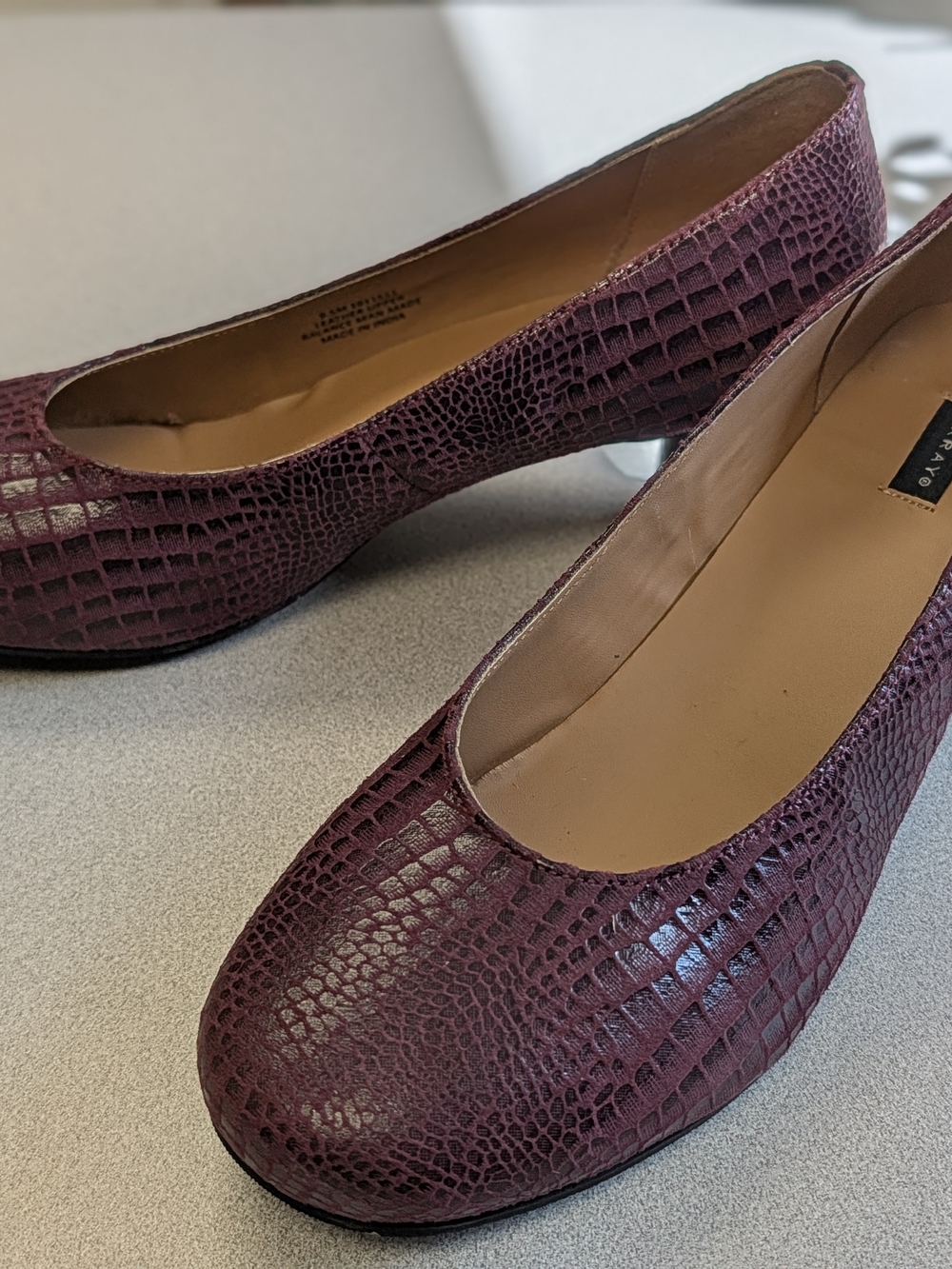Array Croc-Embossed Ballet Flats in Plum